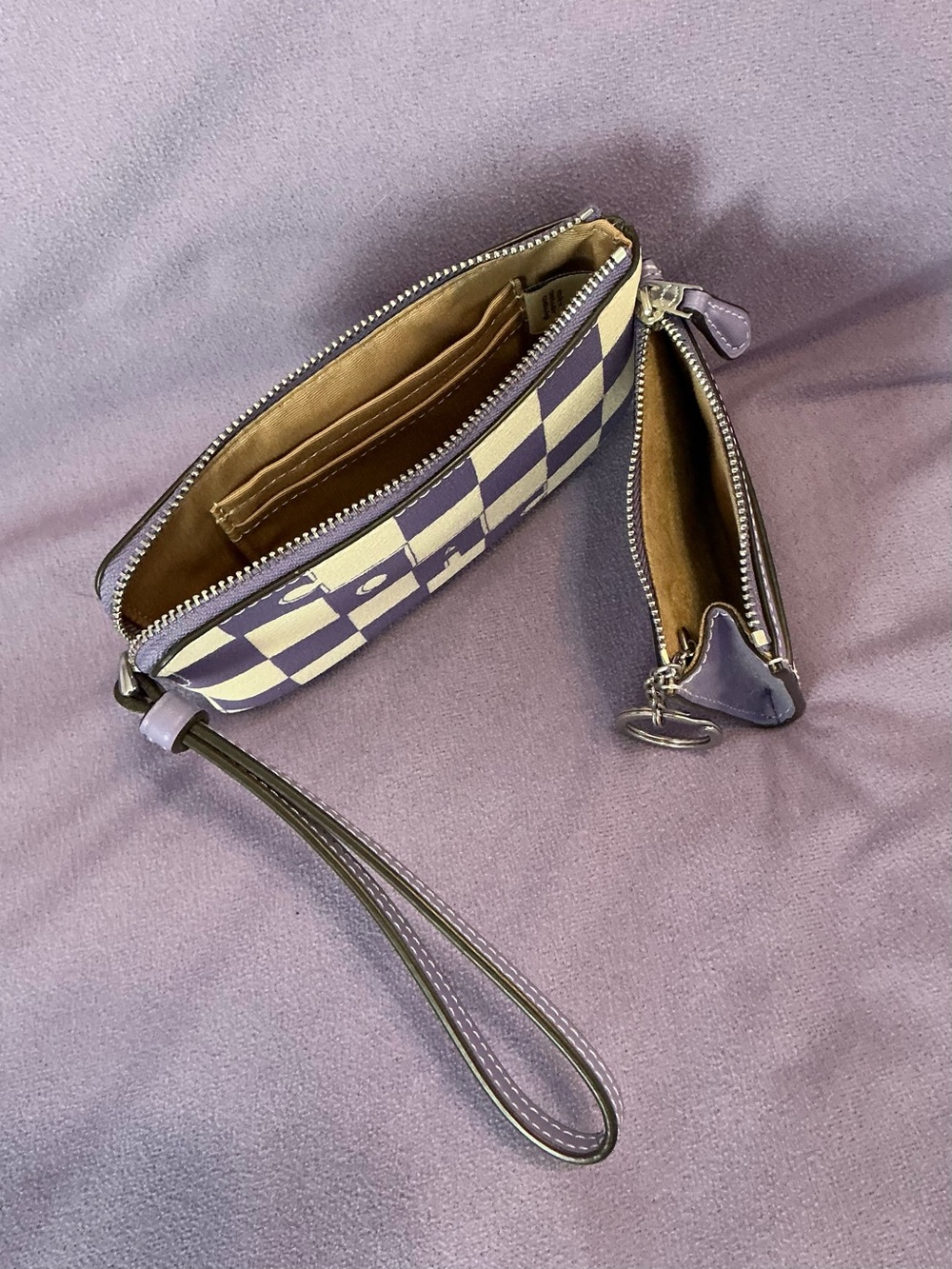 Coach Lavender and Cream Checker Wristlet & Card Case Set - Picture 3 of 3